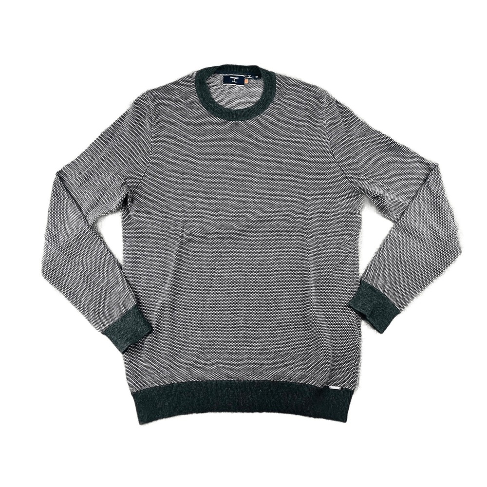 Superdry Sweater Men M Gray Textured Crew Knitted Jumper Classic Geometric Urban